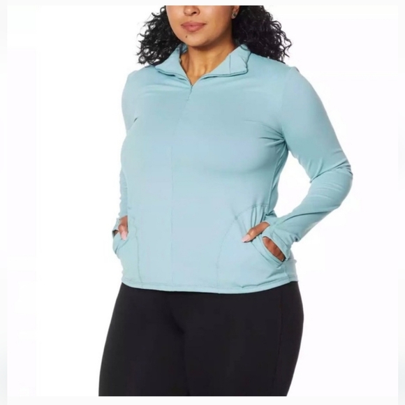 Shadow Sport - Fitted Mock-Neck Zip Front Jacket Blue sz M, Xl, 1x, 2x NWT - Picture 1 of 4